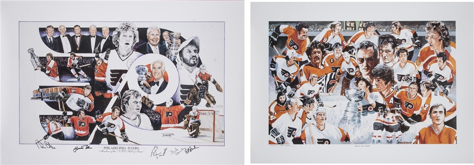 Lot of (2) Philadelphia Flyers Commemorative Lithographs -1 Signed (Kindrachuk LOA & Beckett)